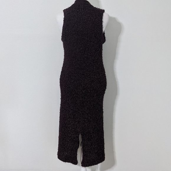 BCBGeneration Wine and Black Fuzzy Long Vest Size Small - Picture 6 of 10